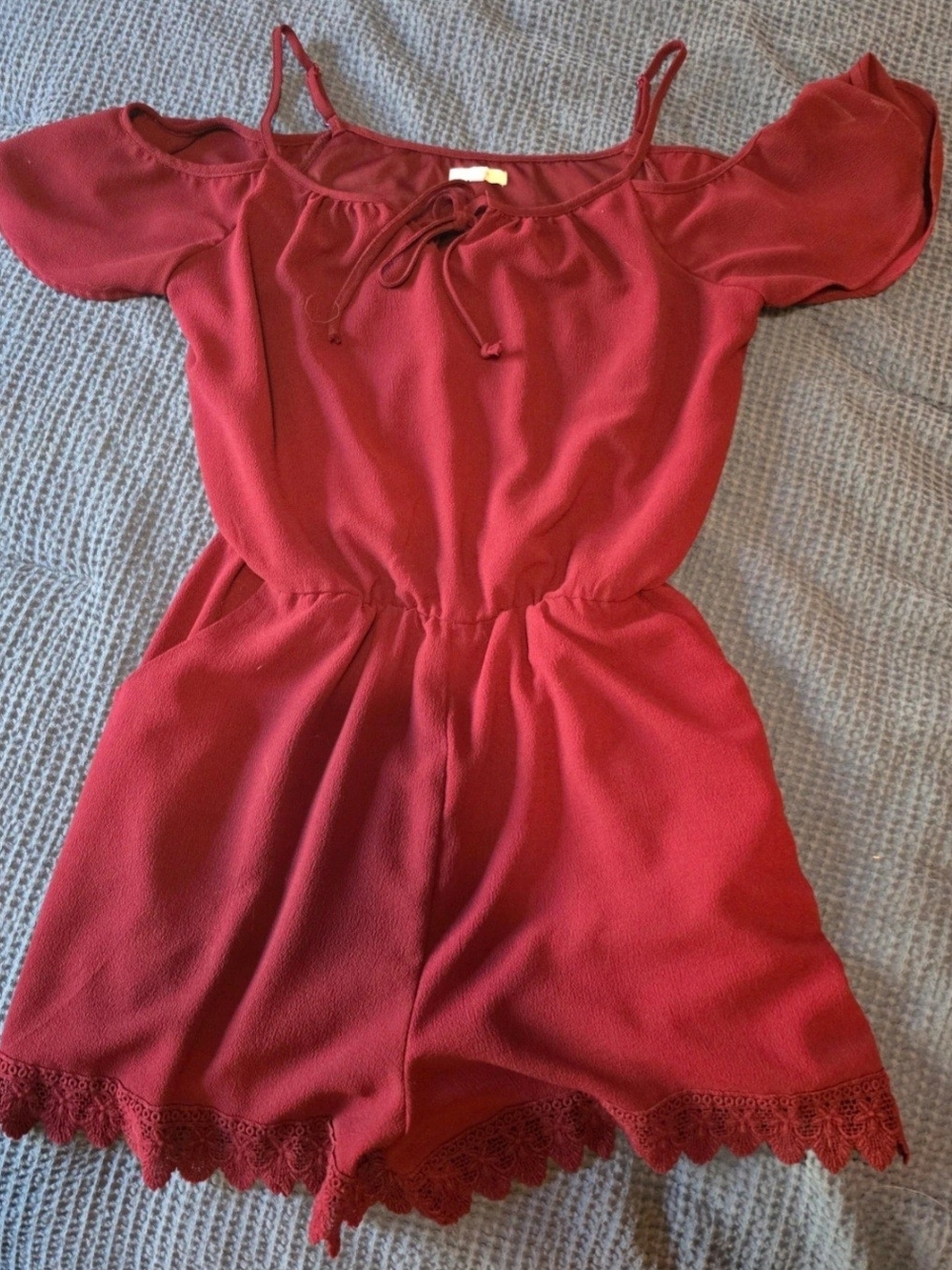 Maurices Red Off-Shoulder One-Piece Romper